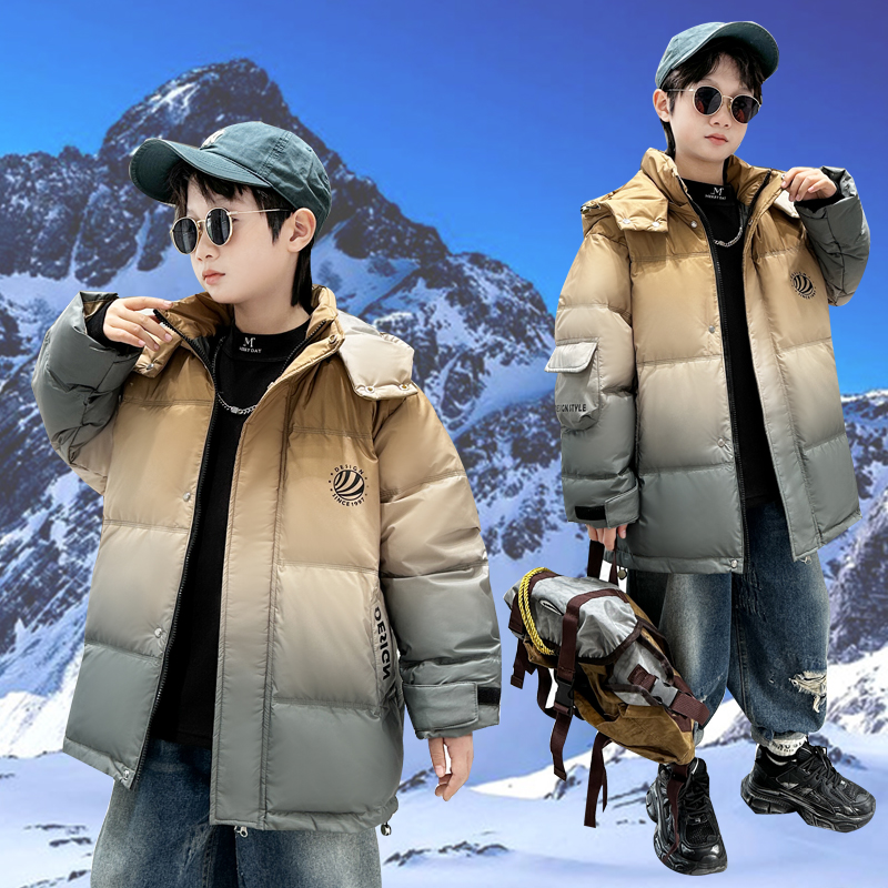 儿童羽绒服男童2025新款洋气中长款中大童加厚青少年童装冬季外套