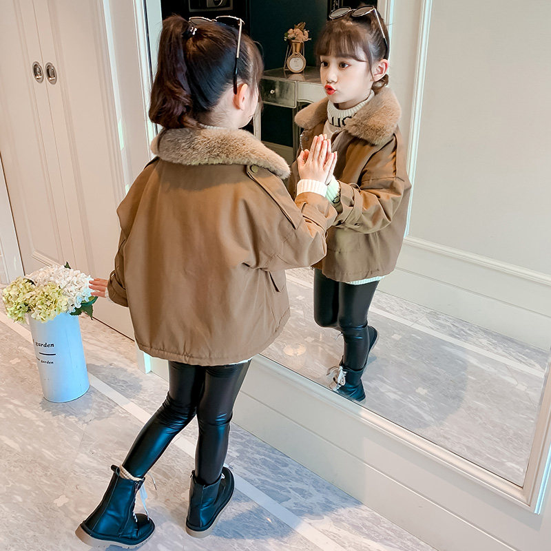 女童冬装棉服2026新款中大童冬季短款加绒加厚超洋气休闲棉衣外套