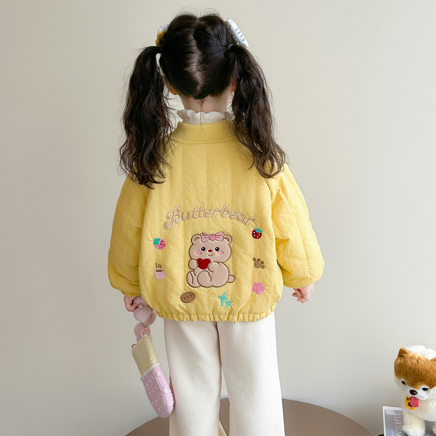 女童加绒外套秋冬装2026新款儿童加厚棒球服二棉夹克宝宝夹棉衣服