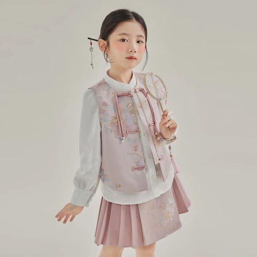汉服女童连衣裙春装2026新款儿童春秋季国风马面裙套装新中式裙子
