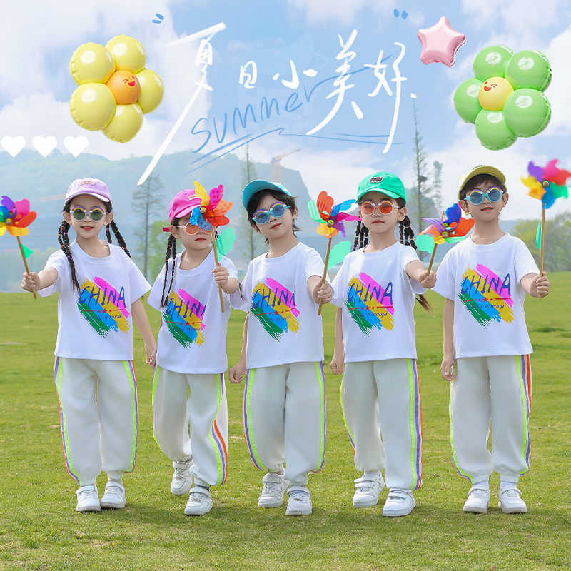小学生校服夏季短袖套装新款休闲幼儿园园服夏装纯棉儿童运动班服