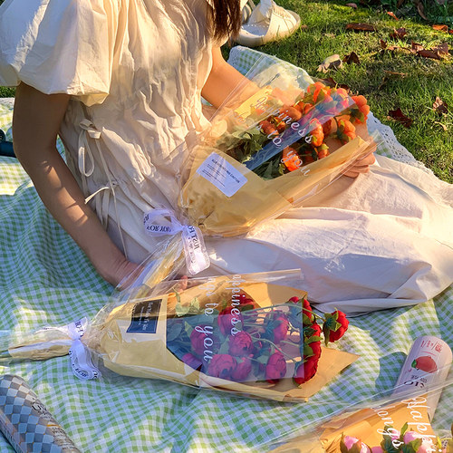 ins仿真玫瑰花包装野餐摄影道具