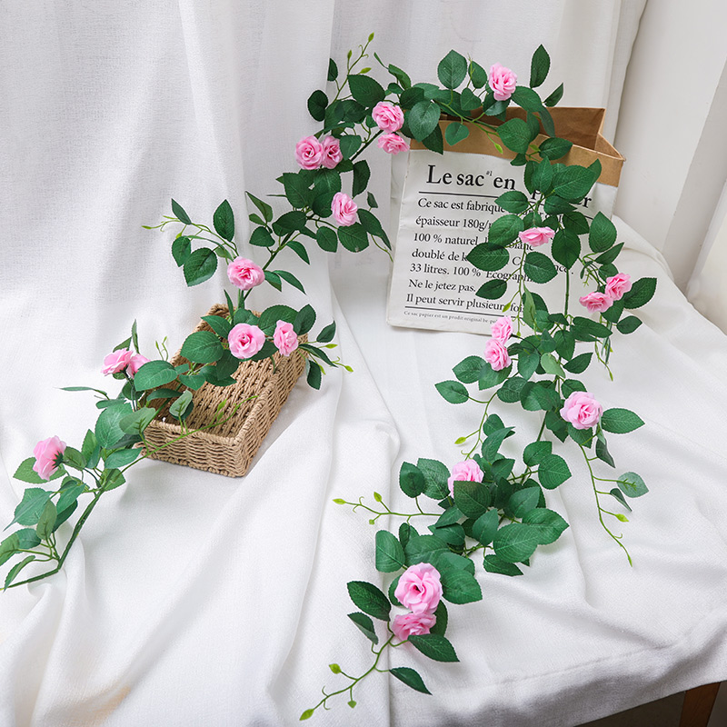 仿真花藤条装饰空调管道遮挡缠绕墙面吊顶叶绿植蔷薇玫瑰假花藤蔓-封面