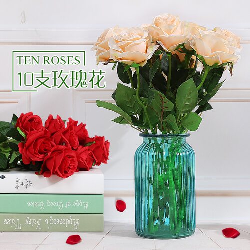 仿真玫瑰花套装塑料花绢布干花