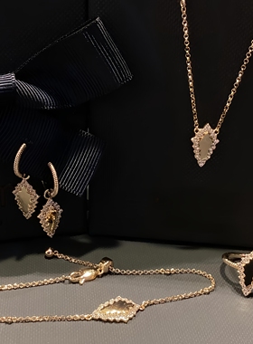 金色手链女密镶菱形树叶手链项链