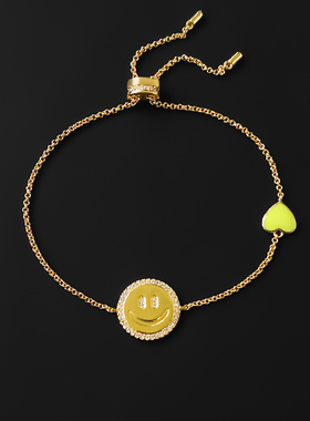 爱心笑脸手链女微笑可爱手环纯银悠闲简约气质个性礼物潮