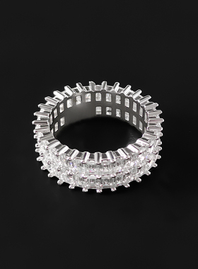 双圈镶钻戒指女指环Eclat纯银双排食指戒轻奢气质时尚礼物