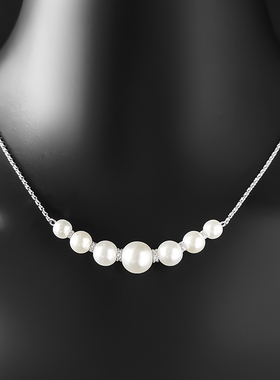 项链女精致珍珠毛衣链笑脸锁骨链银轻奢小众设计感送女友七夕礼物