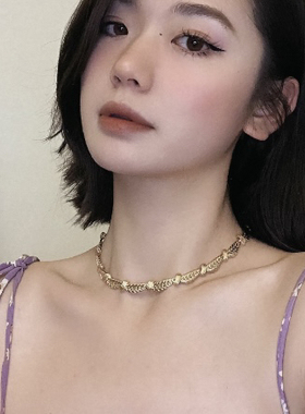中古莫奈Monet麦穗书本款欧美宫廷小众复古轻奢vintage风项链素金