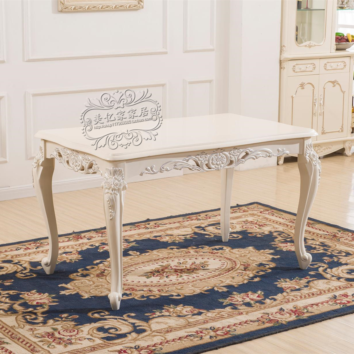 新款包邮欧式田园实木餐桌椅子组合白色餐台韩式时尚简约现代家具