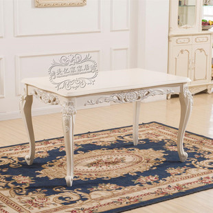 新款包邮欧式田园实木餐桌椅子组合白色餐台韩式时尚简约现代家具