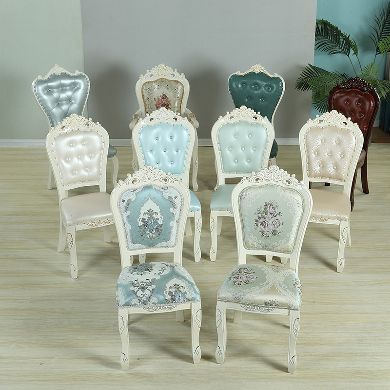 欧式实木餐椅象牙白色吃饭椅子