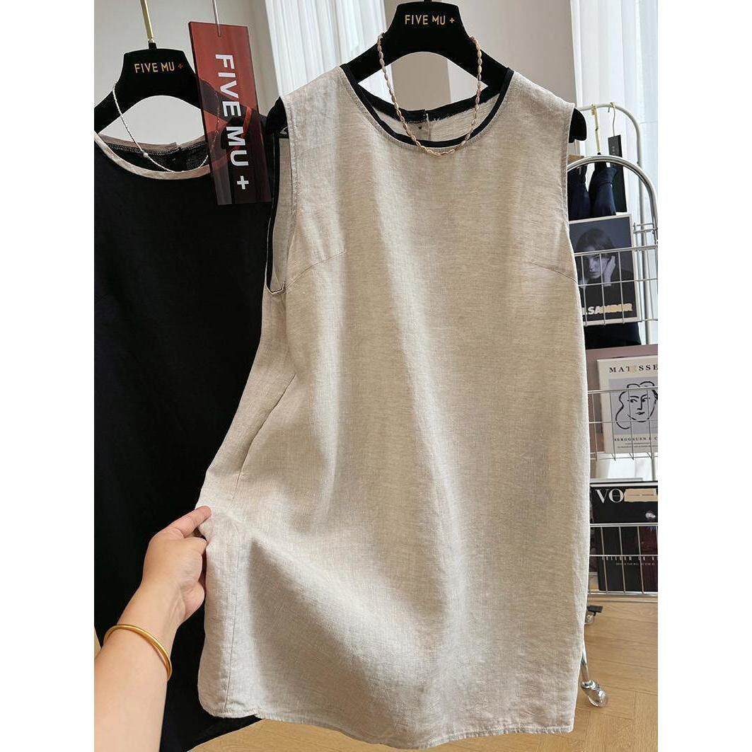 大码女装高级感宽松无袖T恤裙胖MM夏季慵懒风显瘦背心连衣裙2026