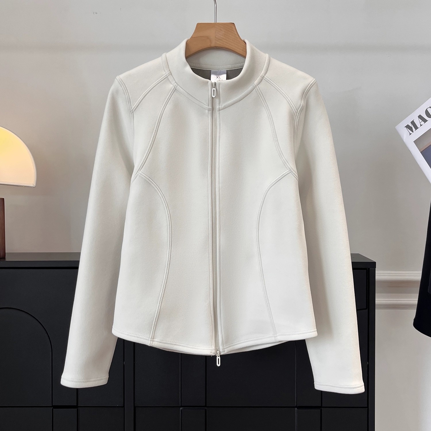 大码双拉链开衫内搭长袖卫衣外套