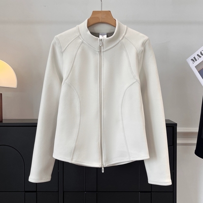 大码双拉链开衫内搭长袖卫衣外套