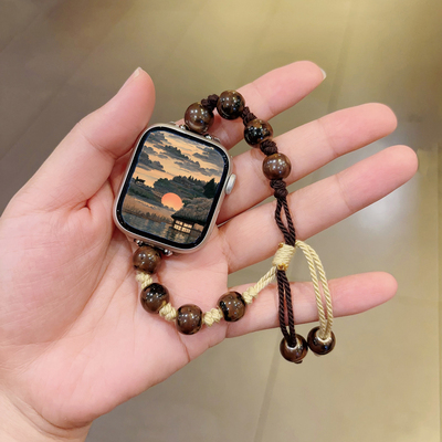 iwatch陶瓷串珠编织手表带新中式