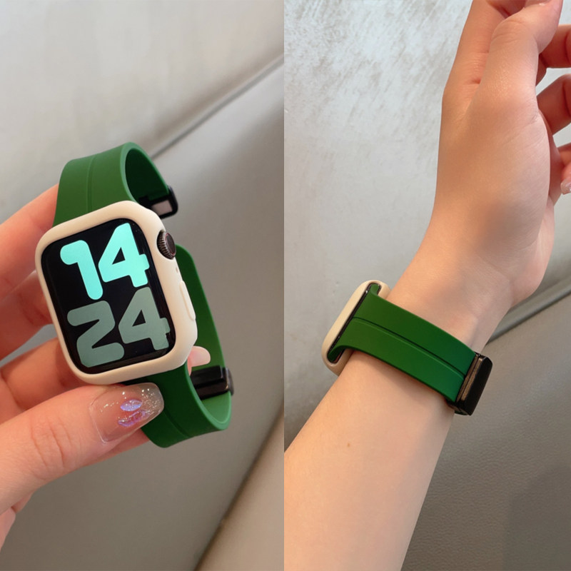 适用Applewatch8硅胶磁力折叠扣表带iwatch1-8代SE男女简约风套装高性价比高么？