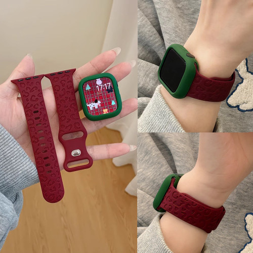 蝴蝶扣豹纹运动硅胶手表带