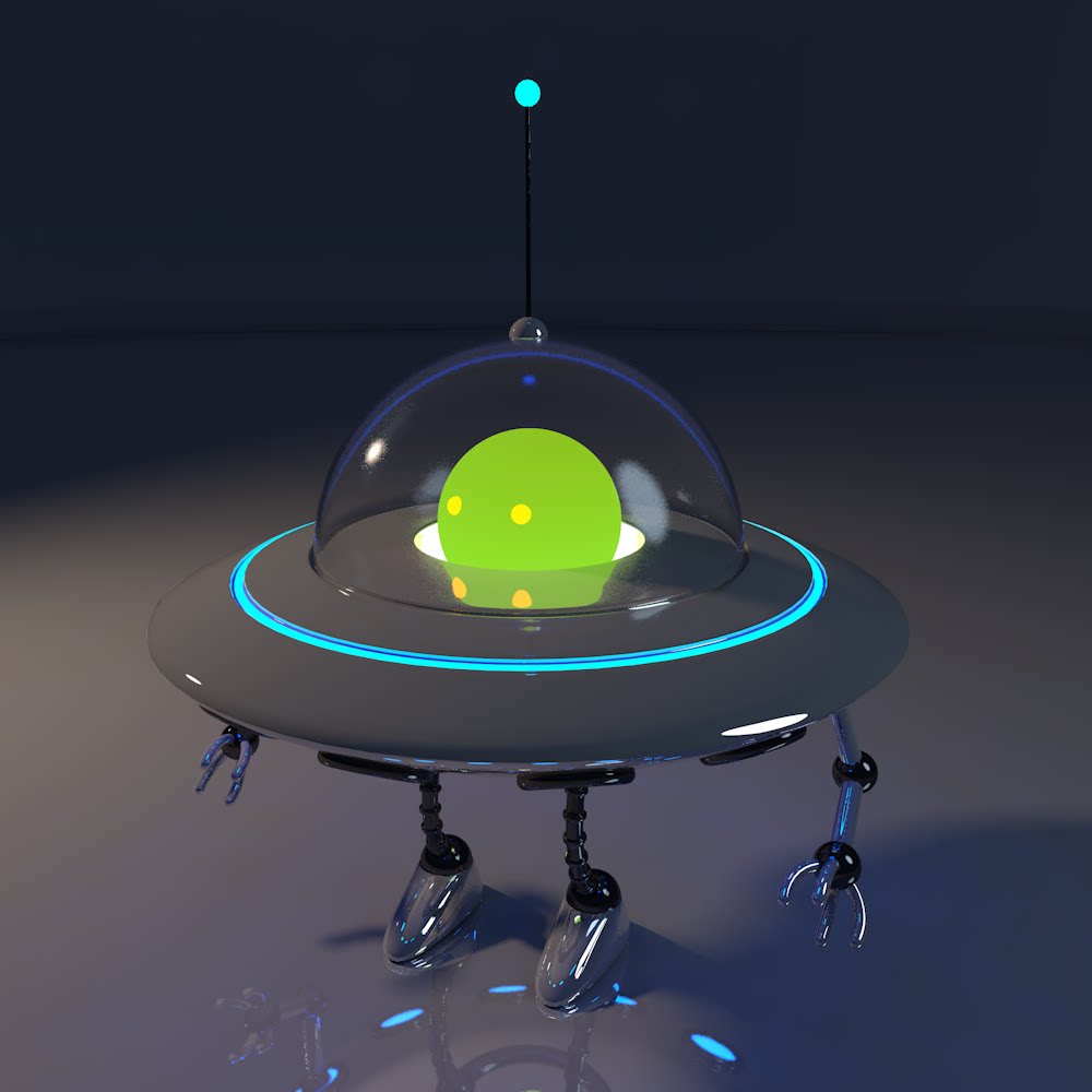 c4d外星人与飞碟3d模型素材文件关节绑定