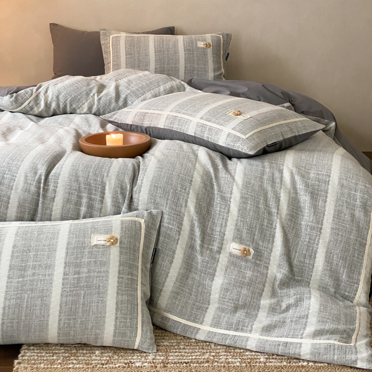 日式侘寂风A类全棉简约磨毛四件套秋冬纯棉被套2025新款床上用品4