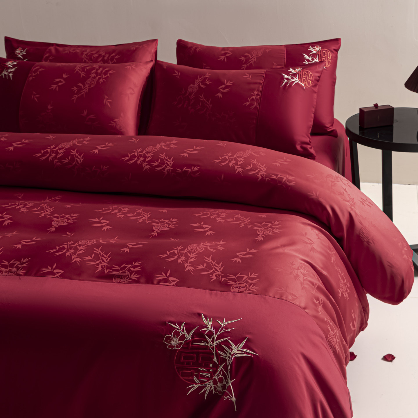 高档结婚床上四件套婚庆红色纯棉提花被套新婚房喜被床品备婚陪嫁,床上用品,婚庆床品套件,淘宝优惠券,粉丝福利购,淘宝优惠卷