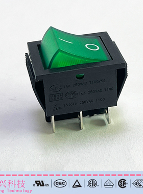 SOCKEN品牌 RK1-01系列 船型开关 翘板开关 6脚带绿灯 带认证