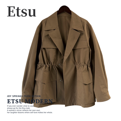 日系2025秋季新款翻领工装风衣外套女宽松休闲百搭上衣