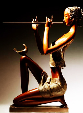 西方人物吹笛雕塑玻璃钢人物雕塑定制户外公园步行街装饰落地摆件