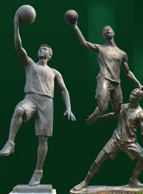 篮球运动玻璃钢铸铜雕塑像学校人物体育像型户外园林广场摆件定制