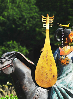 古代人物雕塑民俗风玻璃钢雕像吉他吹笛文化艺术摆件户外公园雕塑