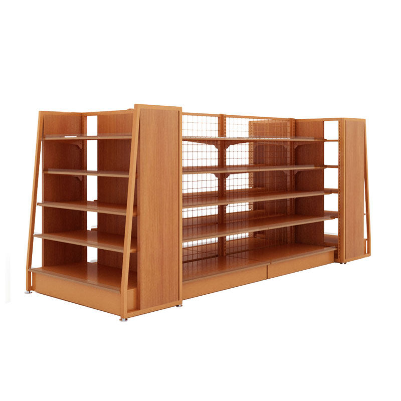 业神钢木便利店货架 超市货架展示架母婴店双面中岛置物货架批发