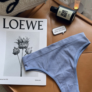 舒适大码 巴西裤 运动健身 欧美罗纹棉性感中高腰半包臀丁字裤 女内裤