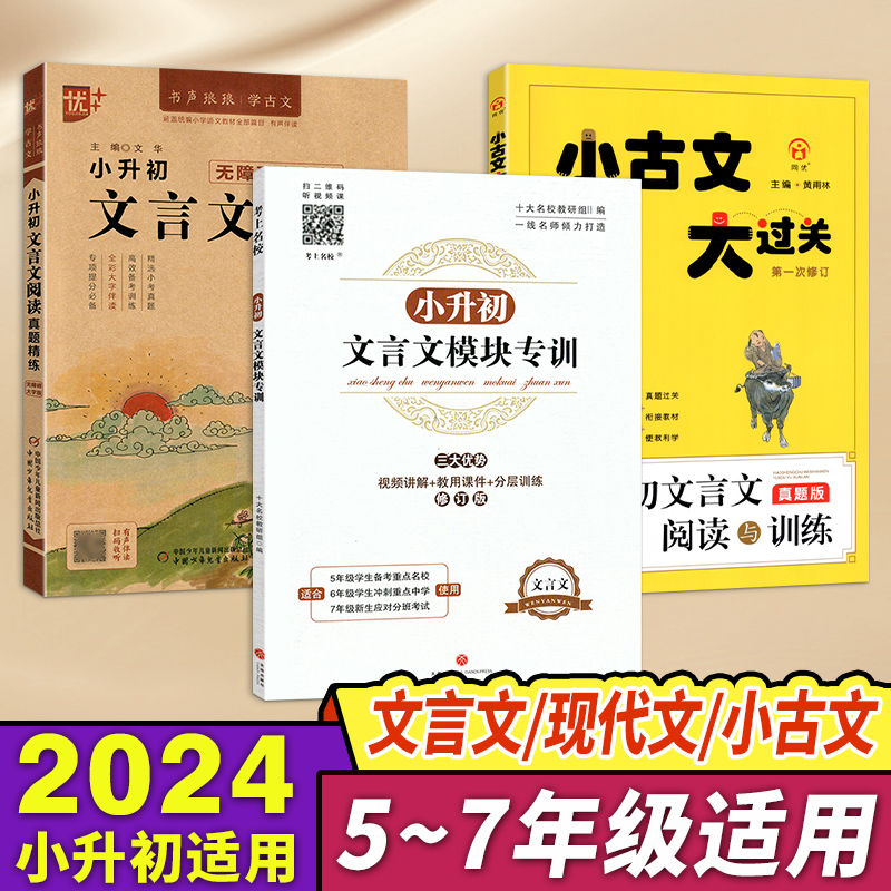 小升初文言文模块专训小学生五六年级走进名校文言文阅读与训练分层训练十大名校同步专项训练小学生经典书籍课内外小古文视频讲解