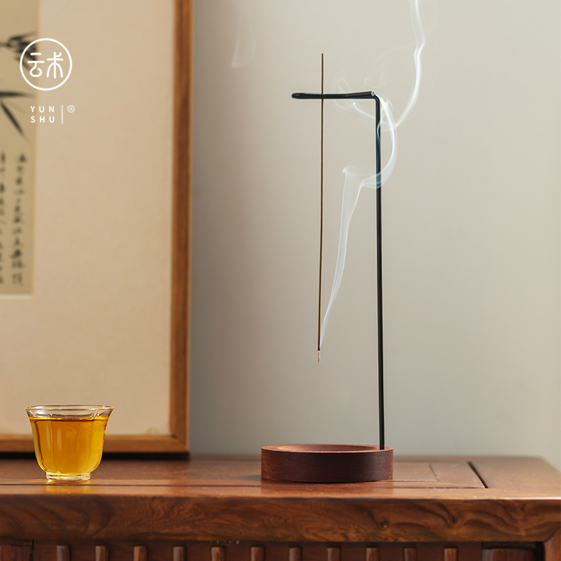 创意倒挂香器香炉香插香座禅意檀香家用点线香沉香盘托香薰炉摆件