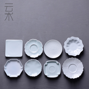 景德镇手工影青陶瓷器茶托 云术 原创杯托功夫茶道茶具杯垫