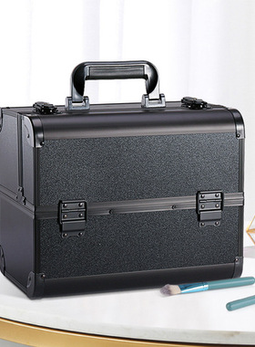 收纳箱美甲化妆箱工具箱大容量铝合金化妆品手提箱便携带锁多层