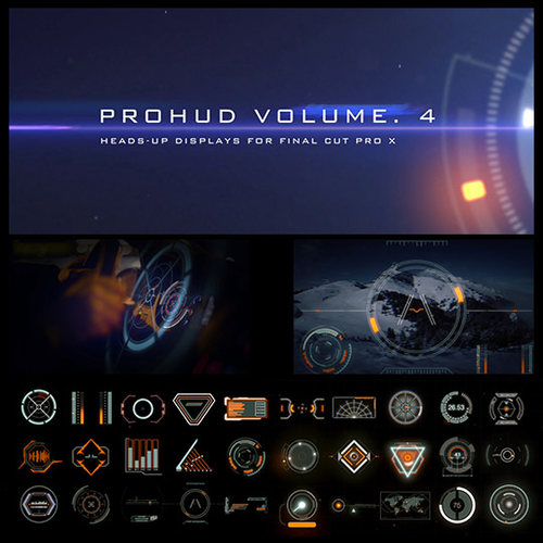 30枚高科技HUD动态界面元素FCPX插件 ProHud Volume 4