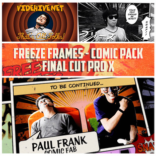 5个漫画喜剧风格静帧画面冻结转场FCPX插件Final Cut Pro X