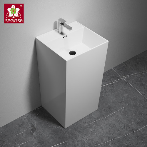 立柱盆一体陶瓷立柱式洗手盆