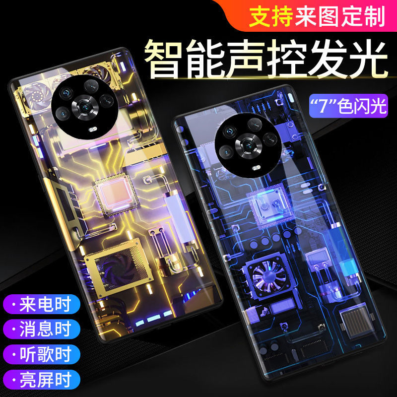 工程机械适用VIVOX200来电发光手机壳X100pro+高级感X90新款x80科技芯片x70潮x60酷炫x50玻璃iqoo1210pro创意