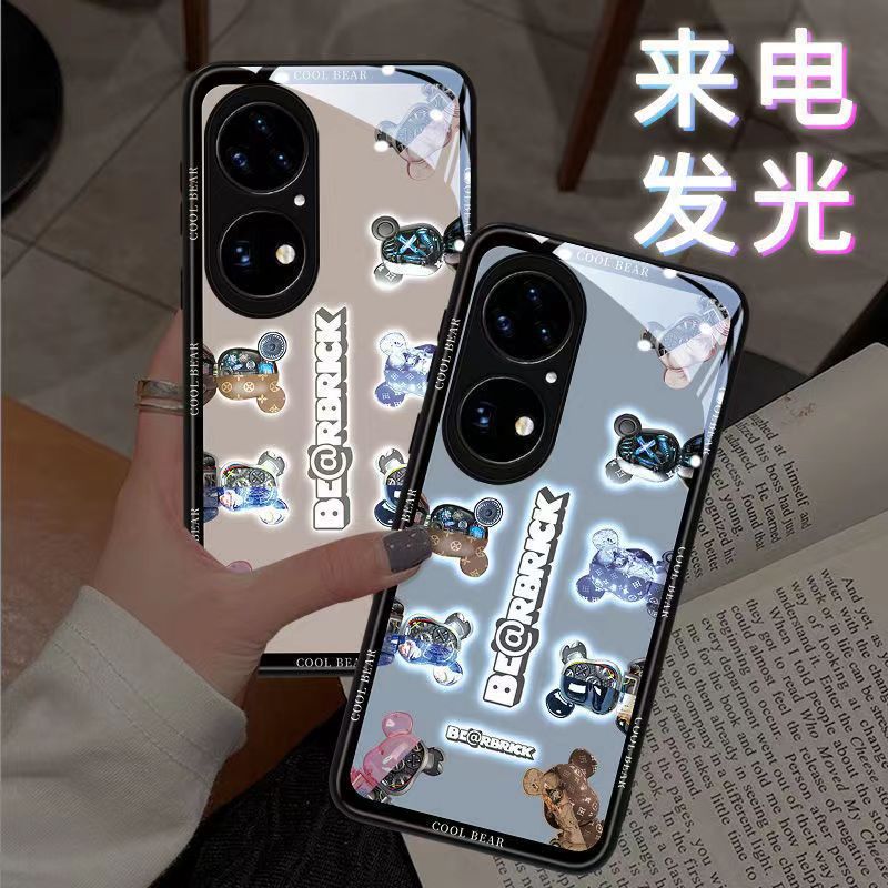 机械熊家族适用VIVOX200Pro手机壳来电发光X70PRO+七彩声控X100情侣X90Pro潮玻璃x80卡通x60创意iqoo1210pro