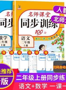 2025秋新版二年级上册同步练习册全套人教版语文北师大版数学名师课堂100分随堂天天练一课一练专项习题小学生2二年级上册同步训练