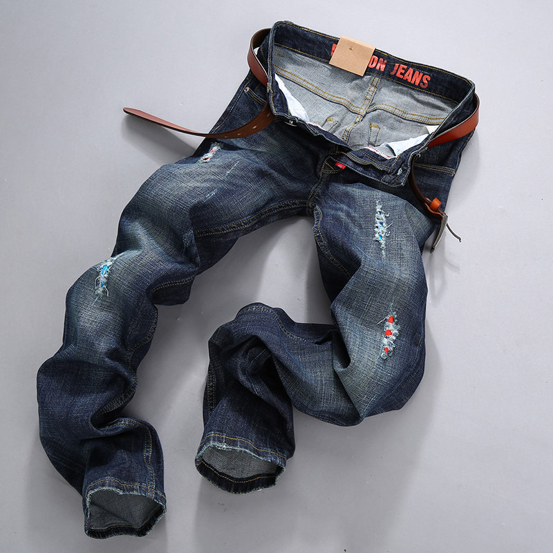 Jeans pour adolescent droite en vrac en coton pour Quatre saisons - Ref 1462434 Image 1