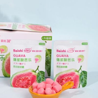 柏事糖点爆浆酸芭乐小酸莓芒果味软糖果汁包装网红小零食休闲爆款