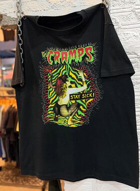 The Cramps摇滚乐队朋克迷幻美式复古vintage高街潮牌纯棉短袖T恤