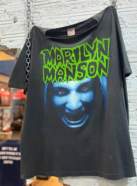 Marilyn Manson玛丽莲曼森摇滚古着感Vintage高街潮牌纯棉短袖T恤