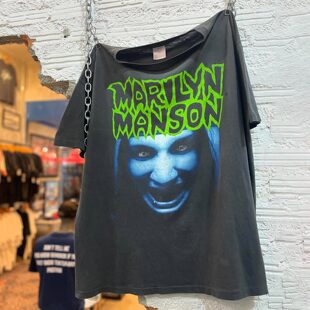 Marilyn Manson玛丽莲曼森摇滚古着感Vintage高街潮牌纯棉短袖T恤