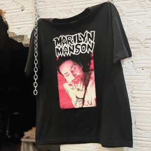 Marilyn Manson玛丽莲曼森美式复古Vintage高街潮牌短袖重磅棉T恤