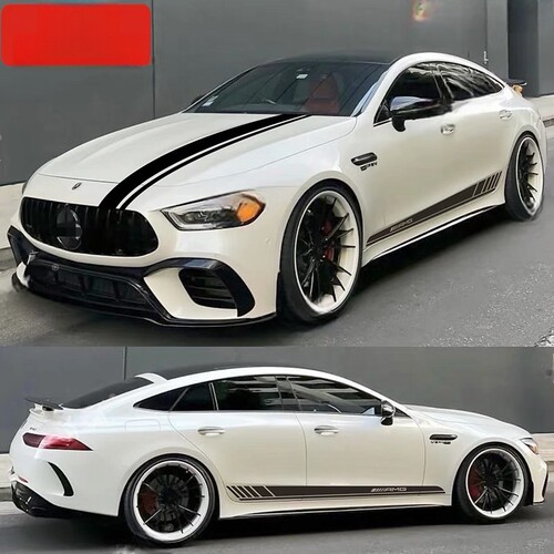 适用于奔驰AMG GT50车贴拉花GT53 63S改装饰车身机盖侧裙彩条贴纸