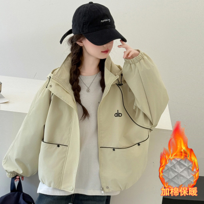 女童夹棉外套2025新款洋气韩版儿童工装加棉加厚冲锋衣中大童秋装